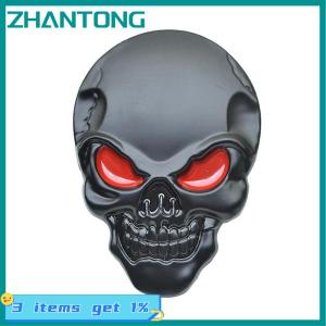 ZHANTONG Skull Skeleton Head Skull 3D Metal Car Body Sticker Auto Rear Emblem Badge Decal