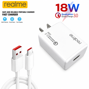 DDV: Realme Fast Charger 6A 18w Micro USB And Type C Cable For Android Charger Adapter Set c15 c12 c3 c11 5i