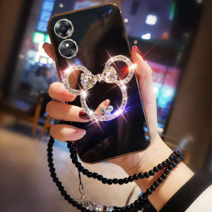 Phone Case For OPPO A60 A18 A38 A3Pro A58 Reno 8T 5G A17 A17K Reno 10Pro A78 A98 5G With Mirror & Long Lanyard