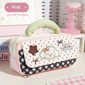 CHUN053634 Large Capacity Pencil Case Korean Style Embroidery Handheld Design Storage Bag Portable 5 Layer Structure Stationery Pouch For Students