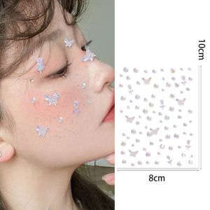 Multi-style 🔥Illusionary Color Butterfly Crystal Diamond Sticker 3D Pearl Shell Face Decal Waterproof Self-Adhesive Body Art Tattoo Stickers Stage Party DIY Makeup Decorations