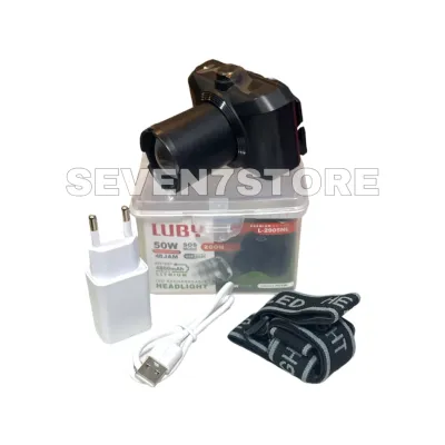 Senter Kepala ZOOM LUBY L-2905NL 50W LED RECHARGEABLE HeadLight / Luby L 2905 NL / NK SOS Cahaya Putih / Kuning L-2905NK SUPER TERANG