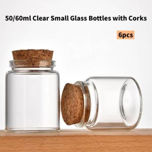 50/60ml Clear Small Glass Bottles with Corks for Art Crafts Storage Party Decoration Wedding Favors