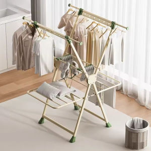 Foldable Aluminum Alloy Clothes Drying Rack Adjustable Drying Rack Stand Cloth Hanger Rack