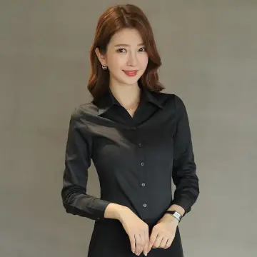 Buy Long Sleeve Polo Women Plain Black online Lazada .ph