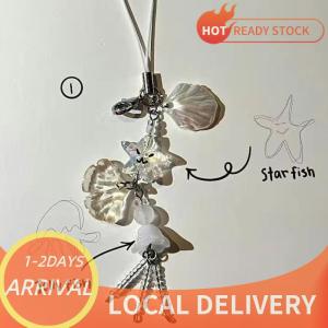 🚚Local Delivery🔥 Cute Phone Charm Strap Summer Ocean Style Seashell Jelly Fish Pendant Key Strap Lanyard Girl Woman Bag Keychain Keycord
