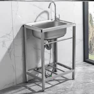 [PH Stock&COD]LUCK Kitchen Sink Stand Rack With Faucet 304 Stainless Steel Organizer Sink Stand Worktop Storage Cooking Gas Table Organizer Shelf With Wash Basin Pot Dish Rack Sturdy Space Saver