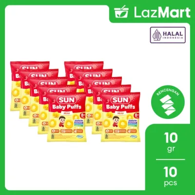 SUN Baby Puffs Cemilan Bayi Sehat rasa Keju 10x10gr [Renceng]