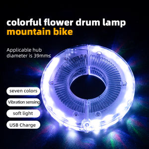 【Giao hàng địa phương】ROCKBROS Đèn báo LED 7 màu gắn trung tâm bánh xe đạp gấp/ MTB giữ thăng bằng chống nước cảm biến rung-INTL