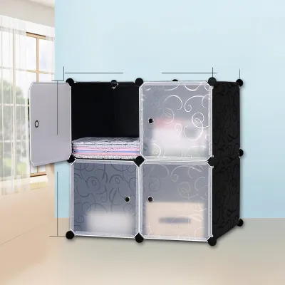 DIY Modular Storage Cabinet Wardobe Rack Shelves Shelf Basic Cubes Storage Box (White/ Translucent doors at random)