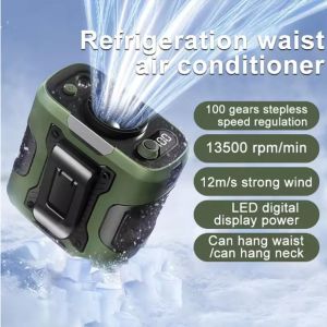 BVRZO จอแสดงผลดิจิตอล แฟนที่ติดเอว กระแสลมแรง ด้วยความเร็ว 100 ระดับ แฟนพัดลมคอแขวน ตัวทำความเย็นขนาดเล็ก แบตเตอรี่สำรอง ตัวทำความเย็นขนาดเล็ก กิจกรรมกลางแจ้ง