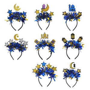 Comfortable Eid Celebration Headband Features Crescents and Star Designs Portable Accessory for Any Ages Casual Wear