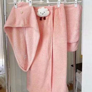 Khăn Tắm Dạng Váy Set 3 Món Khăn Tắm Khăn Mặt Khăn Quấn Mũ Tóc mềm mại Thấm Hút Tốt