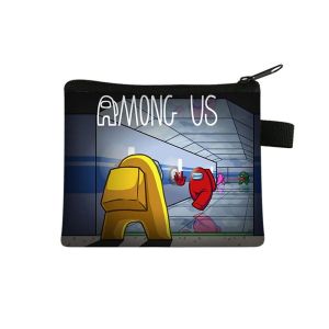 OWTWO Women Girls Game Fans Cartoons Pattern Pouch Zipper Pocket Kids Boys Change Purse Among Us Coin Bag
