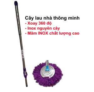 Cây lau nhà xoay 360 mâm inox chất lương thân inox xoay siêu nhẹ bền bỉ giá sỉ