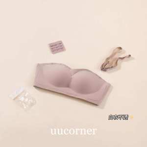 [UUCORNER] WJD1  W jelly stick anti-slip strapless bra tube black technology  High-tech non-slip strapless jelly strip bra