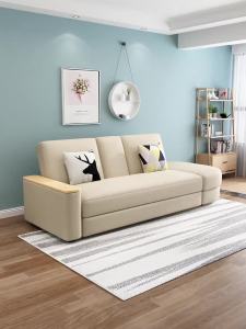 Scandinavian style sofa living room small household foldable storage multifunctional space-saving three fabric sofa bed dual-use