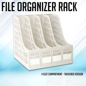 All U Want - Thickened File Organizer Rack with 4 Slots & Pen Holder - Workspace Essential
