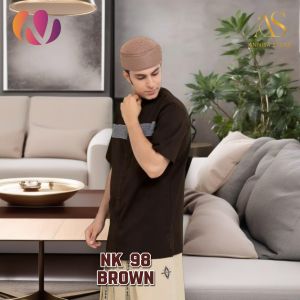 BAJU  ATASAN PRIA DAILY OUTFIT NIBRAS NK 98 BROWN /ATASAN KOKO PRIA LENGAN PENDEK NK 098 COKLAT