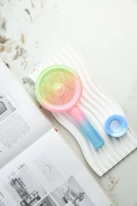 MSTHEOM Summer Jelly Gradient Handheld mini Fan Colorful with Base and Lights rechargeable usb mini fan