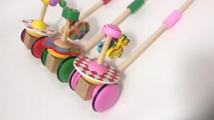 LZD  Direct Selling Childrens Wooden Pusher Car Single-Pole Walker Rotating Butterfly Walker Baby and Infant Trolley