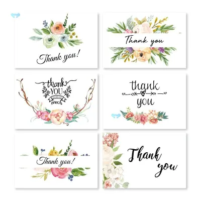 {SG} 6Pcs Thank You Card With Envelopes Set Mini Greeting Card Folded Card Birthday Party Blessing Christmas Card