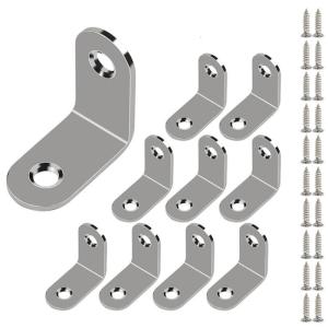 10pcs Stainless Steel Corner Brace with Screws L Brackets Furniture Fixation Brackets for Enhances Furniture Stability