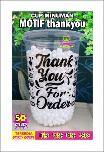 gelas plastik cup minuman Thankyou 14oz 16oz 18oz 22oz oval datar/ cup boba / sedotan boba bubble / tapioka pearl / bobatee / bubuk minuman boba / cup teh / cup of tea / cup poci / bubuk minuman avocado / cappucino / chocolate / coklat