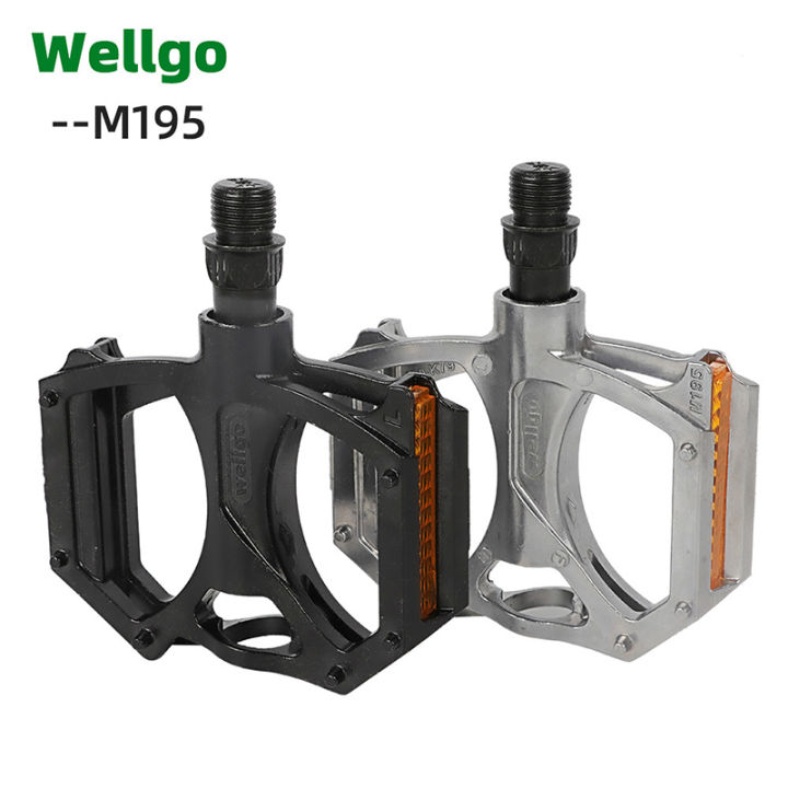 【Boutique Stock】 Wellgo Road Bike MTB Bicycle Pedal M195 9/16“ Aluminium  Alloy Bearing Anti-slip CNC Mountain Sealed BMX Folding Bicycle Parts 