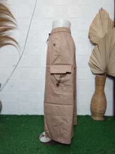 Rok Span Cargo Wanita Terbaru Karet Pinggang katun Twill