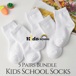 Kidshouse 5-pair Kids School Socks White Student Socks O029