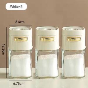 3Pcs Kitchen Quantitative Salt Bottle Spice Can Pepper Chili Powder Jar Glass Seasoning Tank Sealed Moisture-proof Kitchen Gadgets
