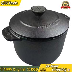 【Free Shipping】 Cast Iron Dutch Oven Rice Pot with Deepened Interior Ideal for Rice Soups and Stews Durable Black Coating