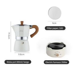 BINCOO Moka Pot Espresso Set with Stove Hand-made Coffee Pot Handle Household Drip Filter Pot Traditional Coffee Maker Italian Coffee Pot for Home Office 150ML/300ML