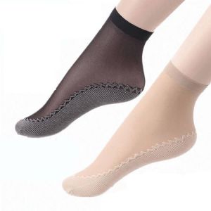 10 Pairs High Quality Women Velvet Socks | Summer Manic Crystal Silk Transparent Non Slip Ankle Socks Elastic Maikling Socks for Women