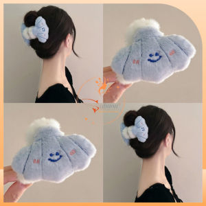 Kẹp Tóc Càng Cua Lông Nhung Mềm Mịn Hình Vỏ Sò Đáng Yêu Ngọt Ngào Hottrend nội địa Trung - Salmon