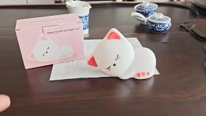 Sleepy Cat Silicone Night Light Bedroom Sleep Bedside Lamp Childrens Room Baby Feeding Eye Protection Childrens Room Table Lamp