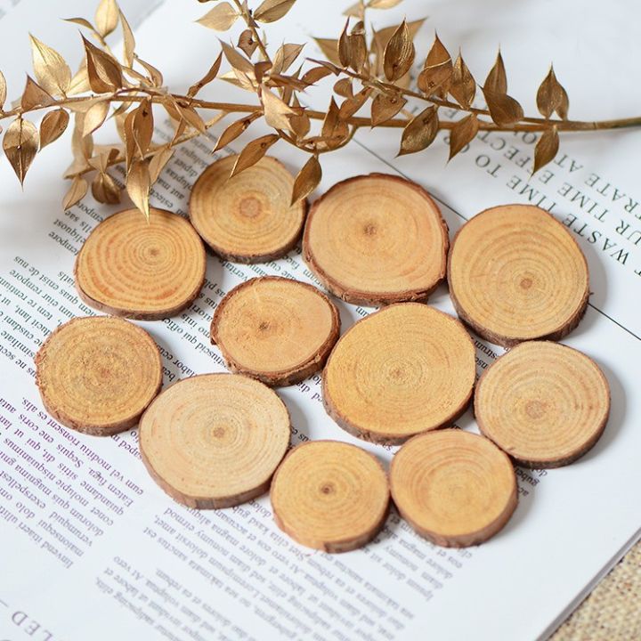 Lát gỗ tròn trang trí decor chụp ảnh-Miếng gỗ vân tròn phụ kiện trang trí dày 1cm QT877