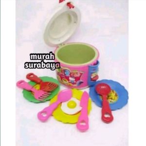Mainan Anak Rice Cooker Magic Com WJS 003 Murah | Mainan Anak Edukasi Rice Cooker Penanak Nasi Set Lengkap Piring Dan Sendok | Mainan Magic Com Magic Jer Manual Buka Tutup Murah Alat Dapur Untuk Memasak Nasi