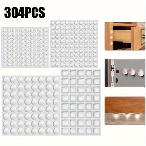 304pcs Transparent Silicone Foot Pads Self-Adhesive Anti-Collision Particles Cabinet Door Silent Furniture Buffer Anti-Collision Foot Pads 4 Sizes