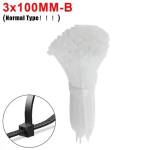 200Pcs Screw Hole Nylon Cable Ties Self-locking Cord Straps Fastening Loop Reusable Plastic Wire Home Office Organizer Tools