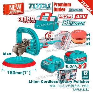 TOTAL Tools P42m 42V series ∅7 Brushless motor Li-Ion Cordless Rotary Polisher - TAPLI42181
