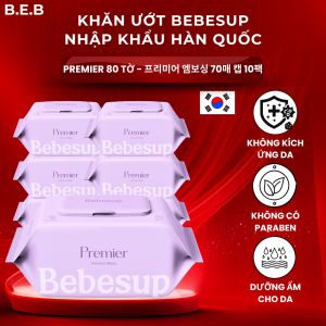 Combo 10 Gói Khăn Ướt Bebesup Primier 70 Tờ Hàn Quốc Dùng Cho Da Nhạy Cảm