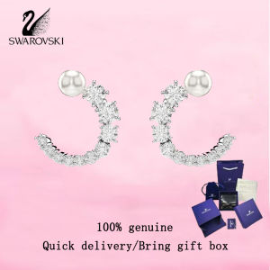 💎 Swarovski 💎 Womens fashion earrings S925 sterling silver crystal pearls round cut white diamonds 5692260 Matrix hoop earrings Valentines Day gift Birthday gift