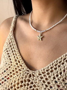 Stylish Starfish Beaded Necklace Bohemian Designs Pearls Accent Adjustable Chain for Beach Parties and Holidays