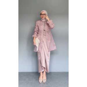 One Set Wanita Kekinian Jemma Outer Organza Outfit Setelan Kondangan Rok Lilit