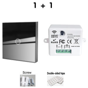 WenQia Rf สวิตช์ไฟไร้สายขนาดเล็กควบคุมด้วยรีโมทคอนโทรลแผงกระจกติดผนังสำหรับบ้านไฟฟ้า110V 220V