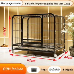 Stainless steel dog cage large dog medium dog with toilet household golden retriever dog cage house kennel gift dog bowl large size stainless cage