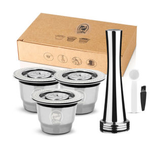 【i Cafilas】[NESC03] Reusable Refillable Coffee Capsule Filter Nescafe Espresso Stainless Steel Crema Maker Cups Pods for Nespresso InissiaLattissima Citiz&milkCreatistaExpert&MilkPixieEssenzaPhilips LOR Barista