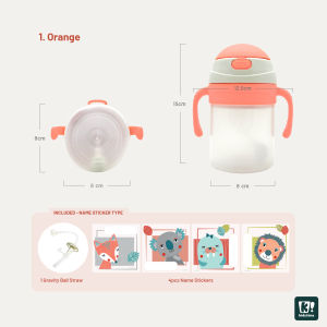 Kidztime 380ml Antibacterial Mini Sipper/For 6 months above with Gripper handle and Name Stickers/ Kids bottle BPA Free/with Gravity Ball